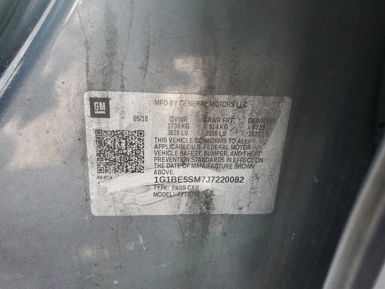 2018 Chevrolet Cruze Lt VIN: 1G1BE5SM7J7220082 Lot: 85889405