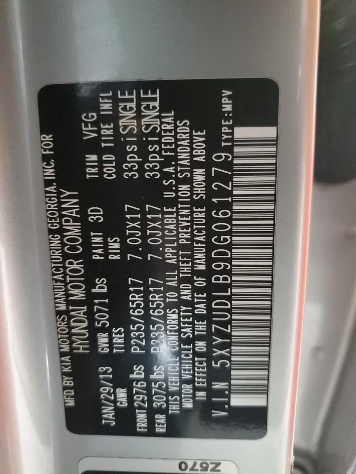 2013 Hyundai Santa Fe Sport VIN: 5XYZUDLB9DG061279 Lot: 85581325