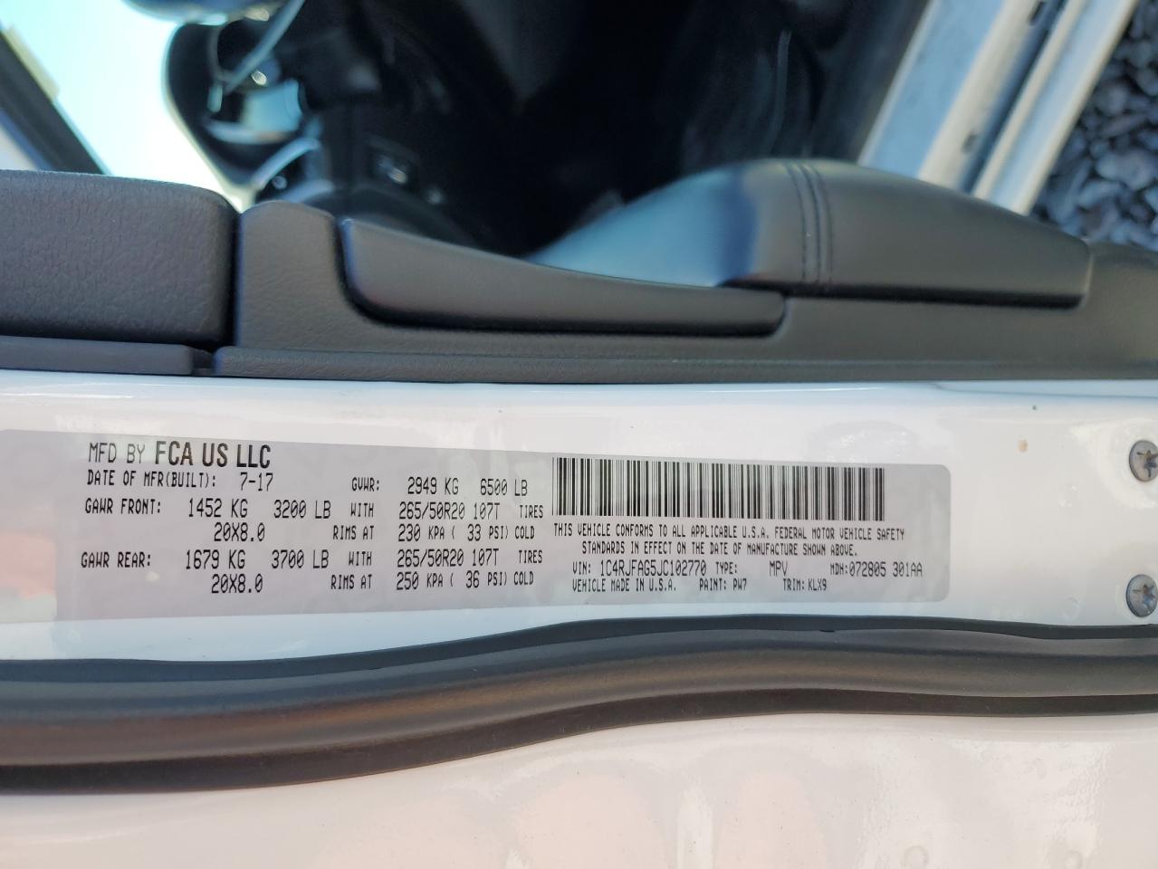 2018 Jeep Grand Cherokee Laredo VIN: 1C4RJFAG5JC102770 Lot: 85565515