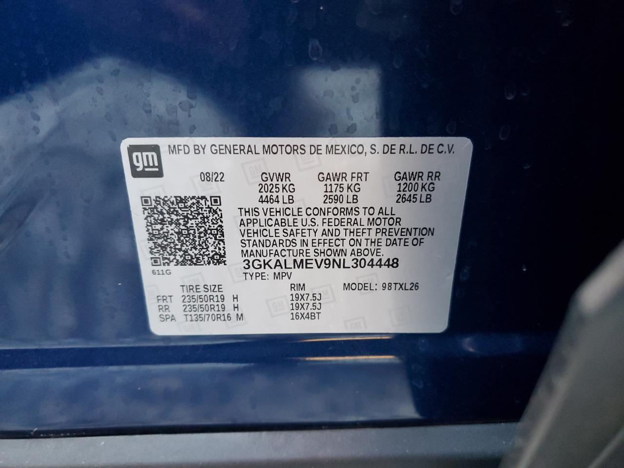 2022 GMC Terrain Sle VIN: 3GKALMEV9NL304448 Lot: 82339295