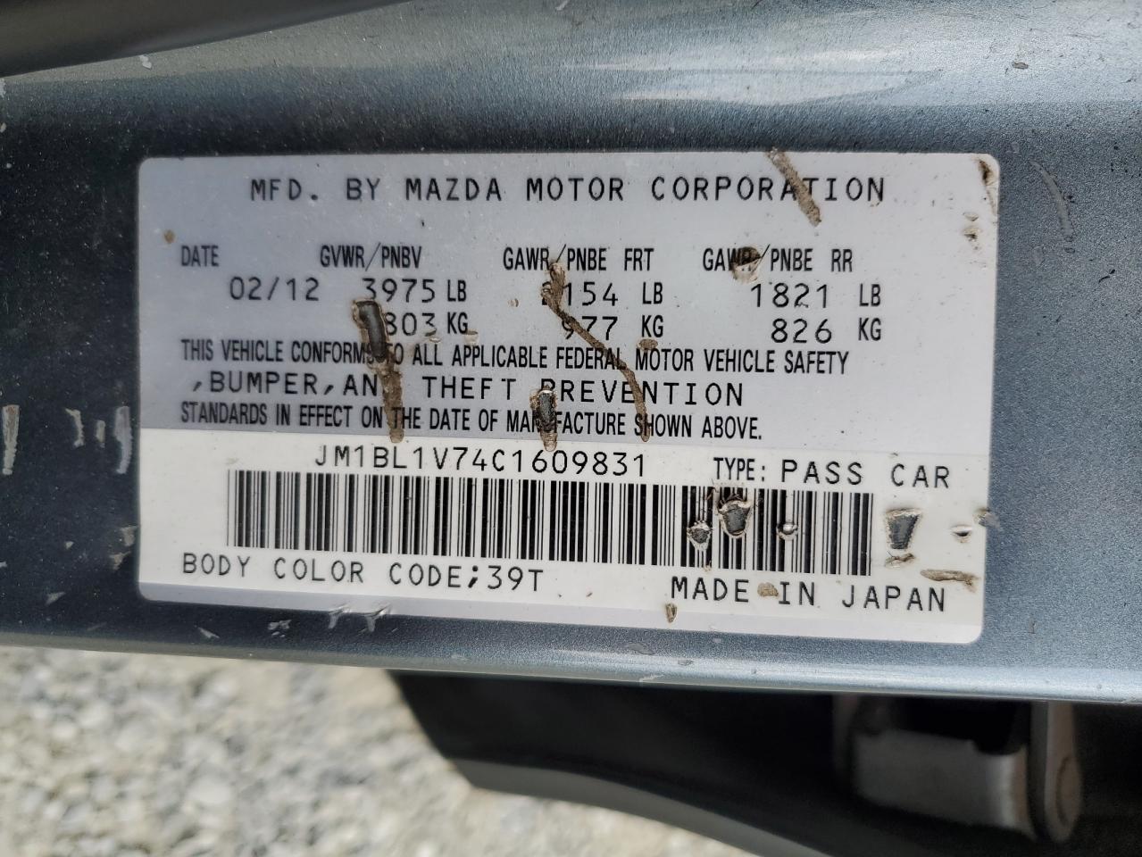 2012 Mazda 3 I VIN: JM1BL1V74C1609831 Lot: 82298855