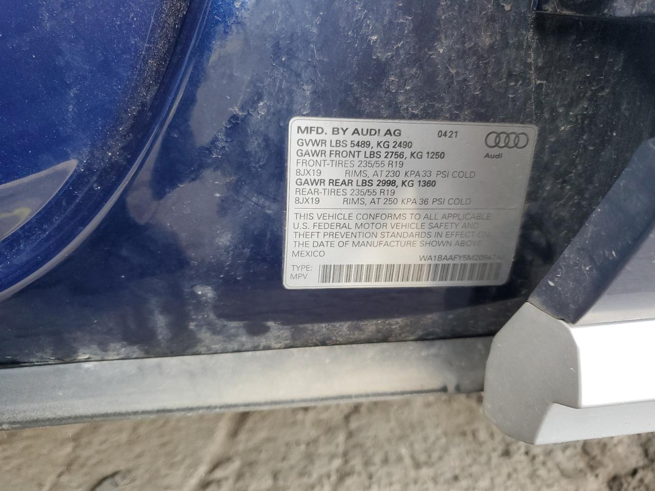 2021 Audi Q5 Premium Plus VIN: WA1BAAFY5M2084748 Lot: 85485755