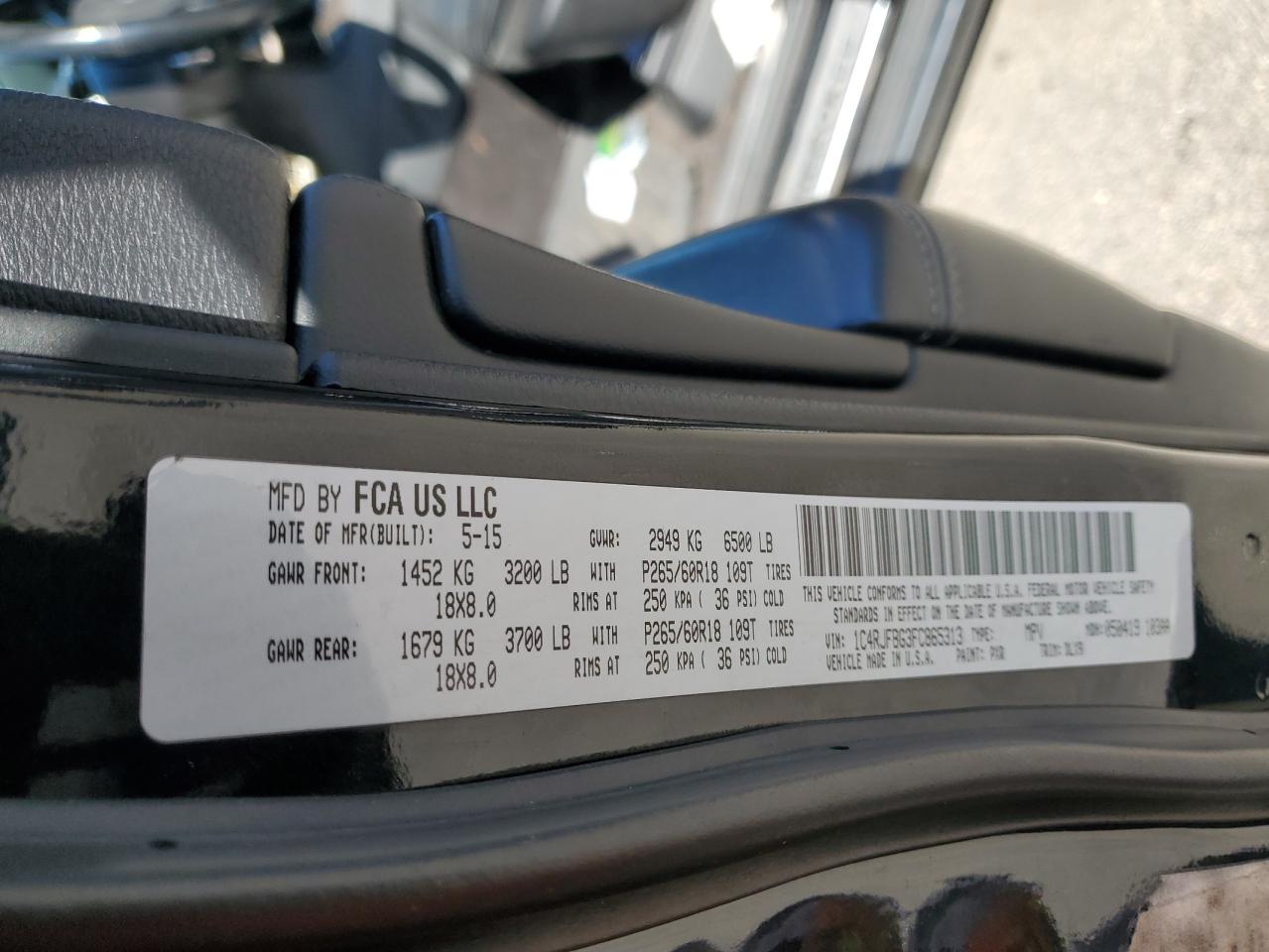 2015 Jeep Grand Cherokee Limited VIN: 1C4RJFBG3FC865313 Lot: 85305335