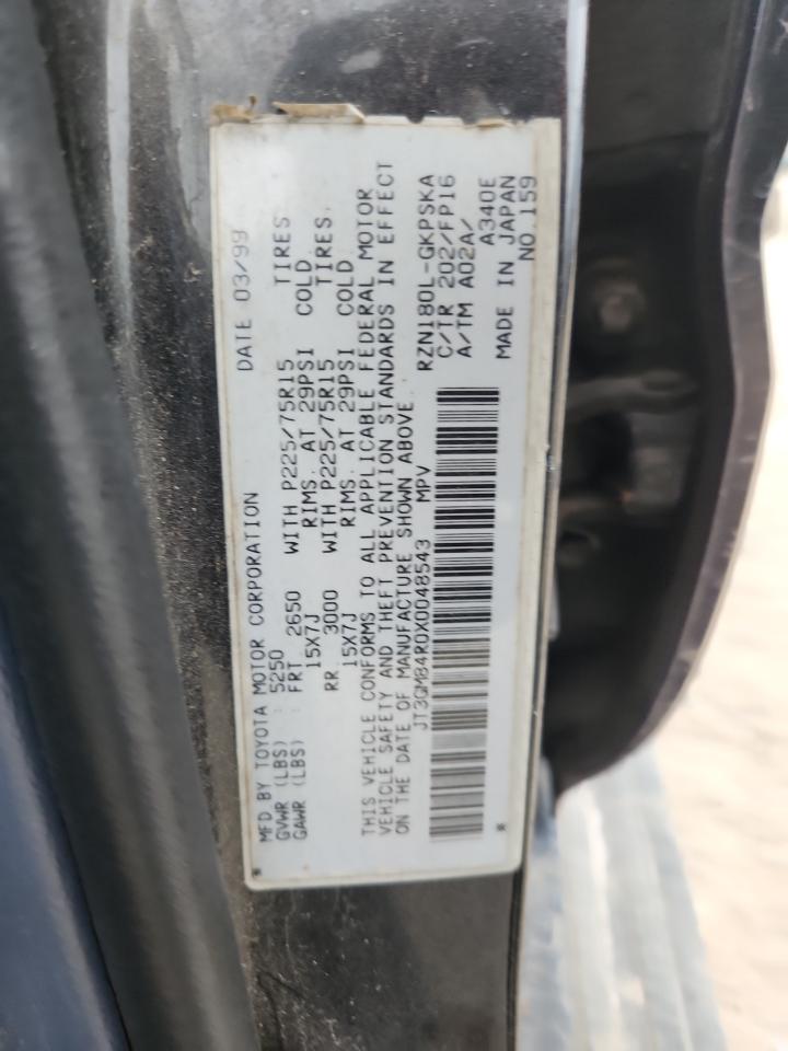 1999 Toyota 4Runner VIN: JT3GM84R0X0048543 Lot: 85079565