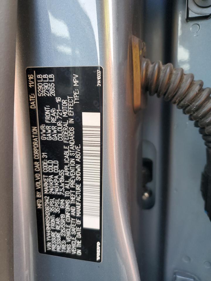 2017 Volvo Xc60 T6 Dynamic VIN: YV449MRR5H2087942 Lot: 85553455