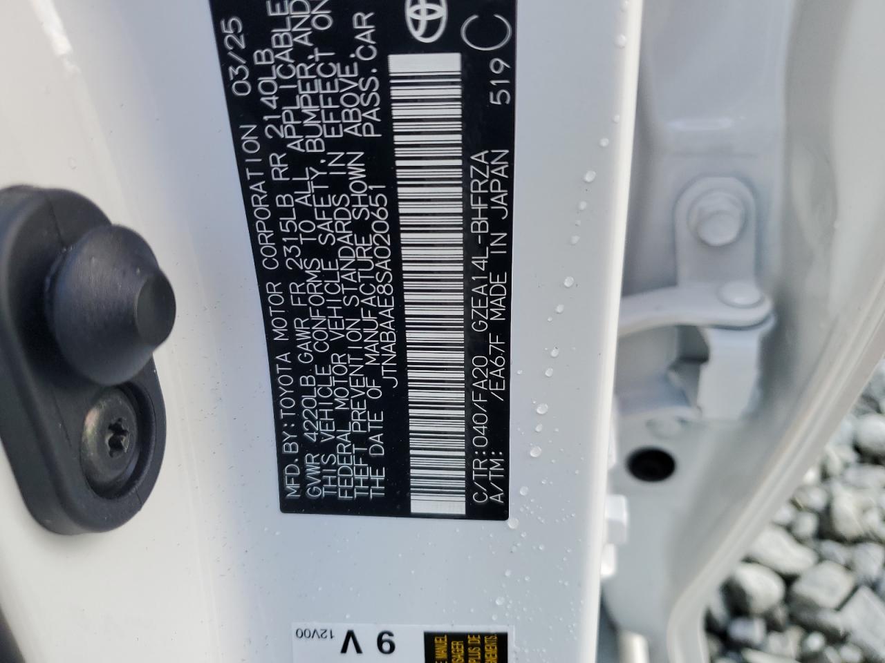 2025 Toyota Gr Corolla Core VIN: JTNABAAE8SA020651 Lot: 90385995