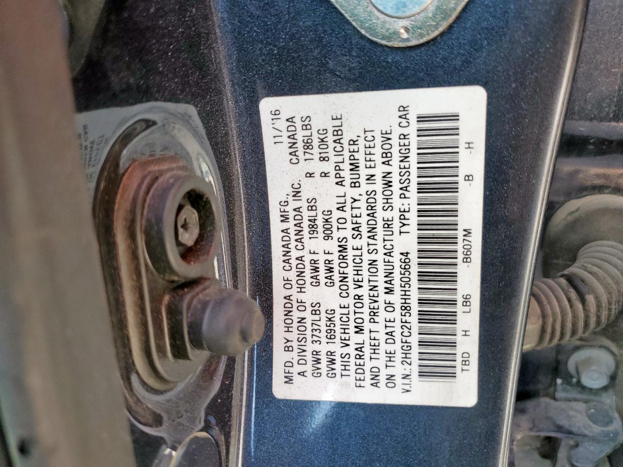 2017 Honda Civic Lx VIN: 2HGFC2F58HH505664 Lot: 84989085