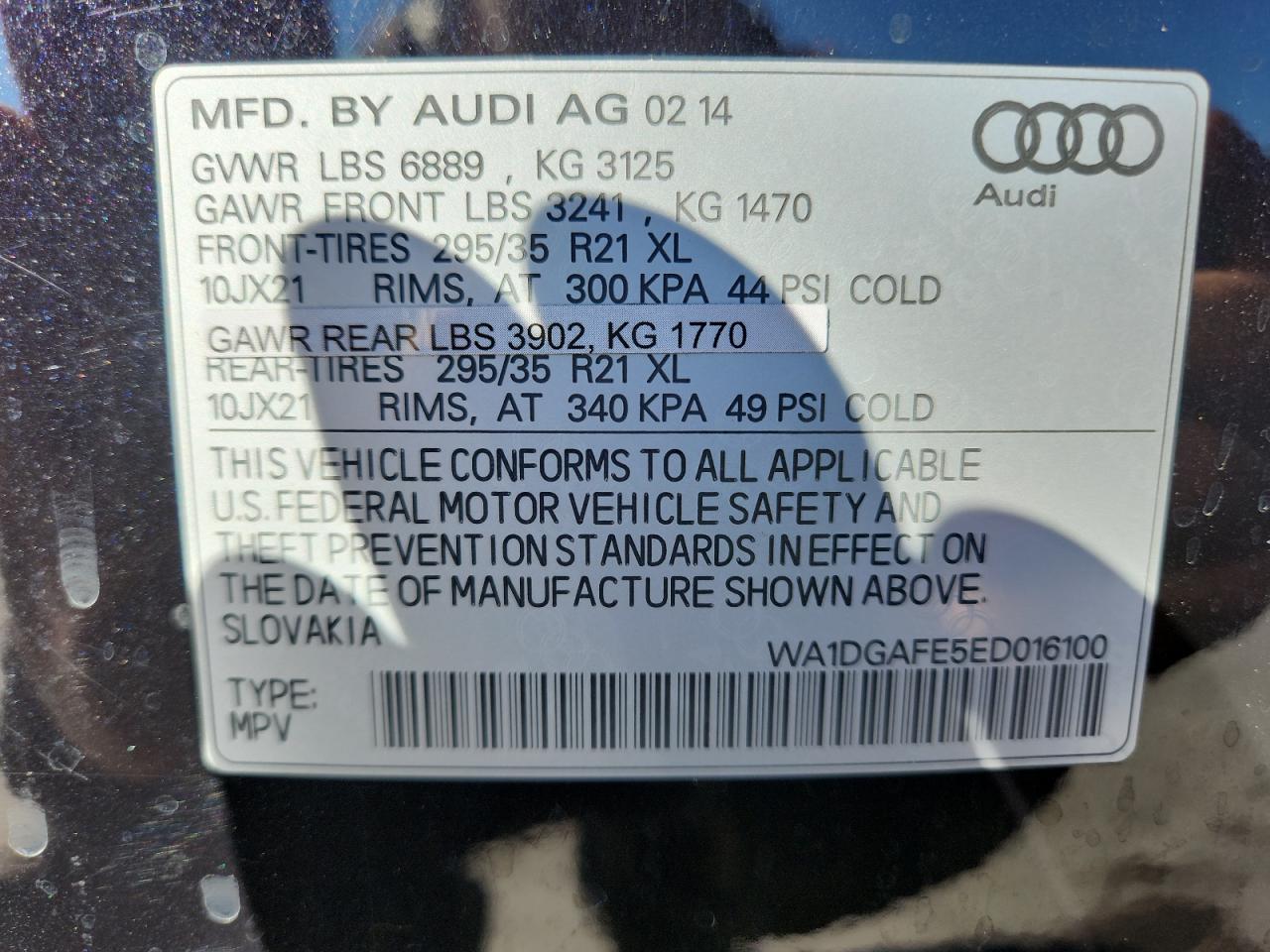 2014 Audi Q7 Prestige VIN: WA1DGAFE5ED016100 Lot: 90269355