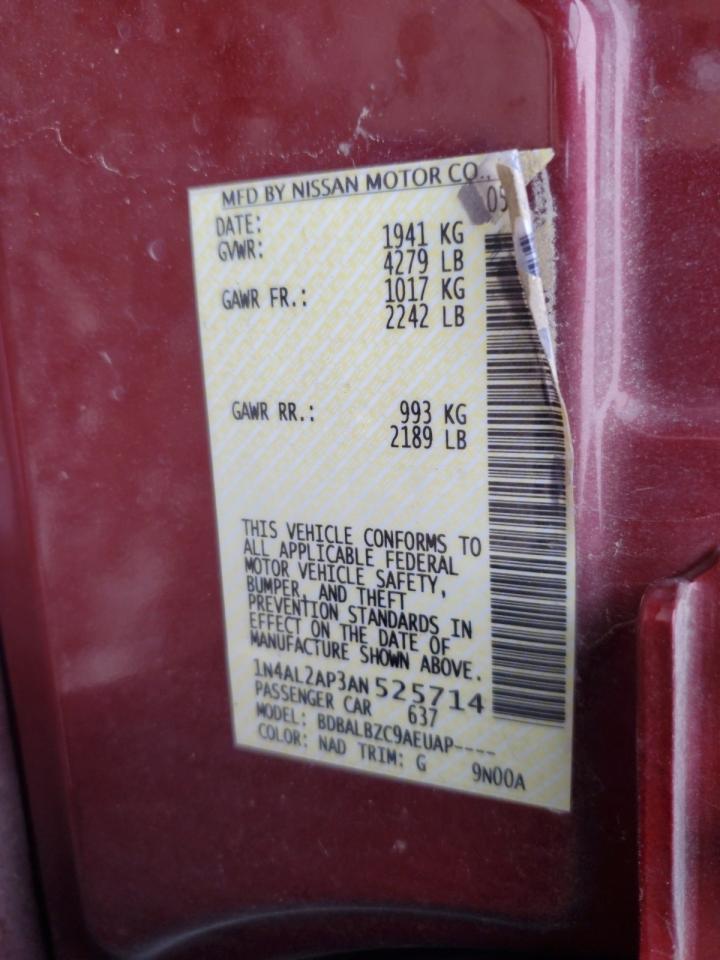 2010 Nissan Altima Base VIN: 1N4AL2AP3AN525714 Lot: 82417685