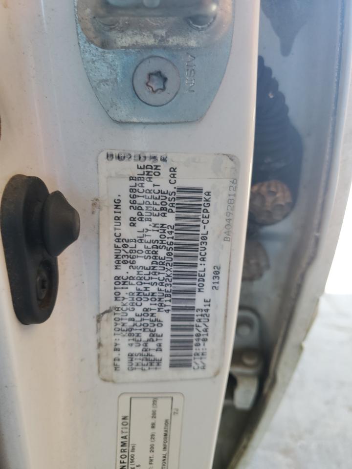 2002 Toyota Camry Le VIN: 4T1BE32KX2U056142 Lot: 84725525