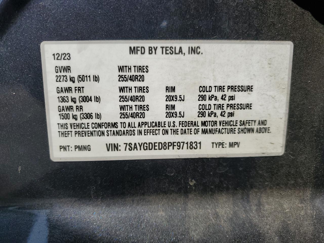 2023 Tesla Model Y VIN: 7SAYGDED8PF971831 Lot: 82273565