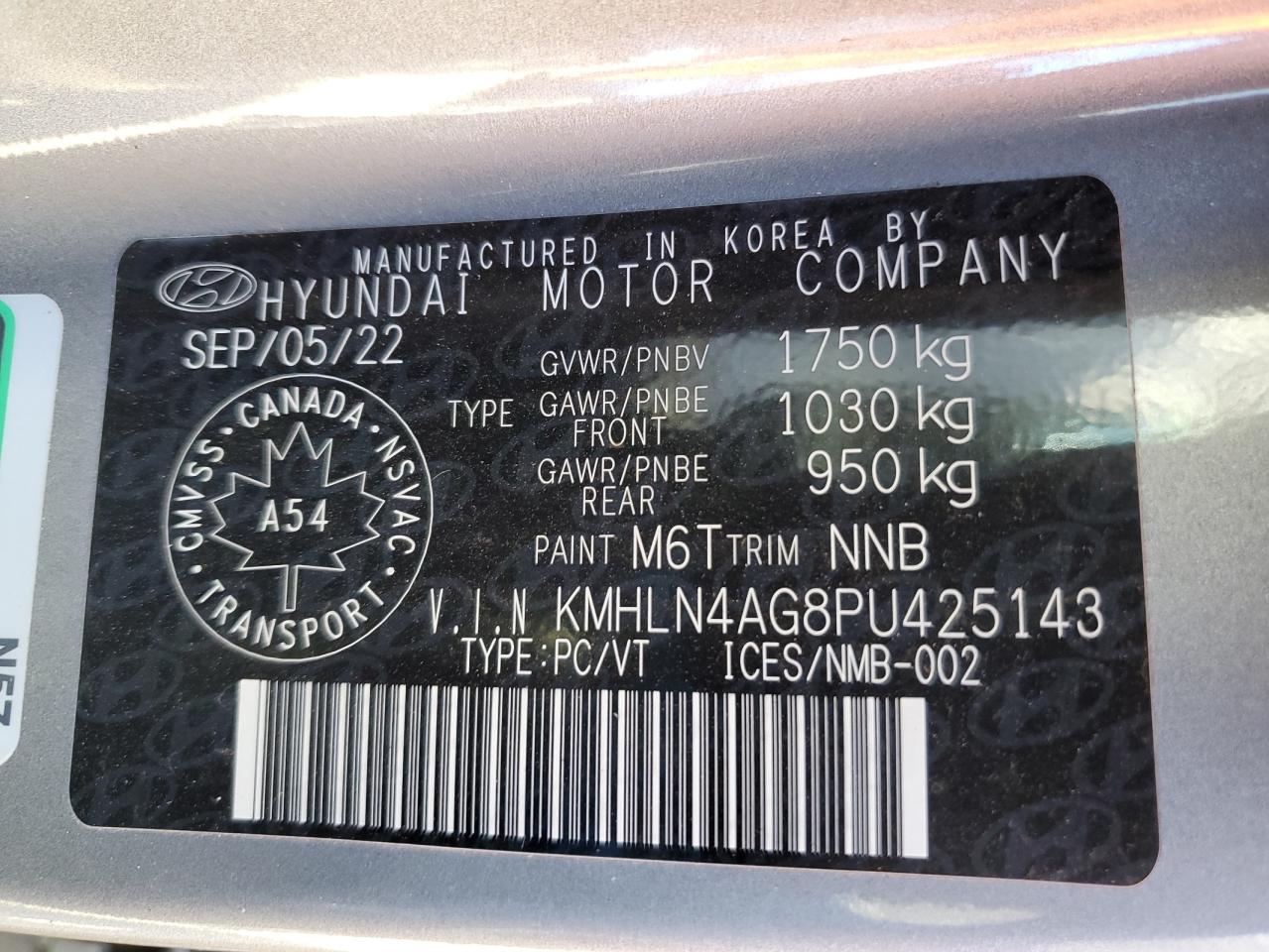 2023 Hyundai Elantra Sel VIN: KMHLN4AG8PU425143 Lot: 82170175