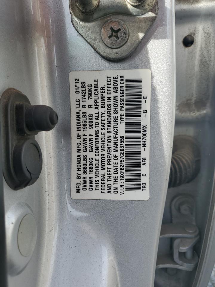 2012 Honda Civic Lx VIN: 19XFB2F57CE037559 Lot: 82363725