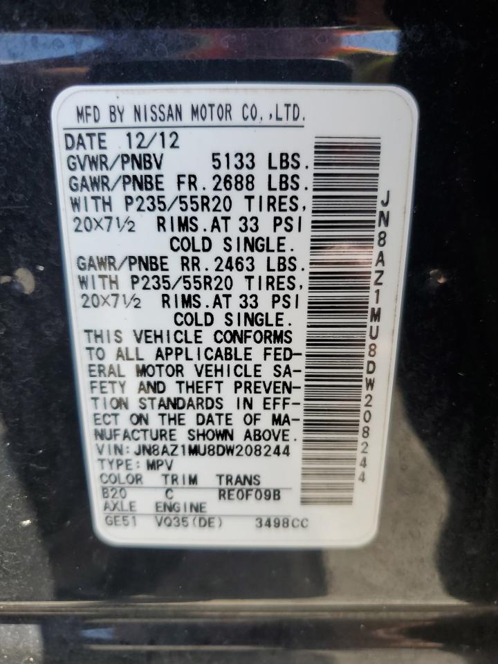 2013 Nissan Murano S VIN: JN8AZ1MU8DW208244 Lot: 84409825