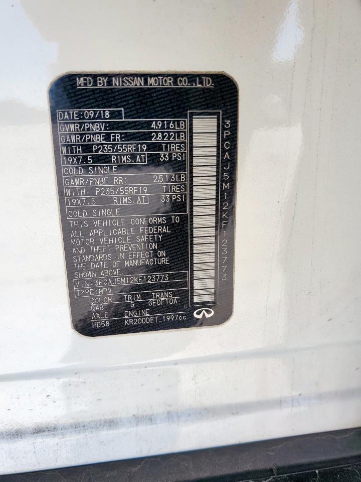 2019 Infiniti Qx50 Essential VIN: 3PCAJ5M12KF123773 Lot: 90879785