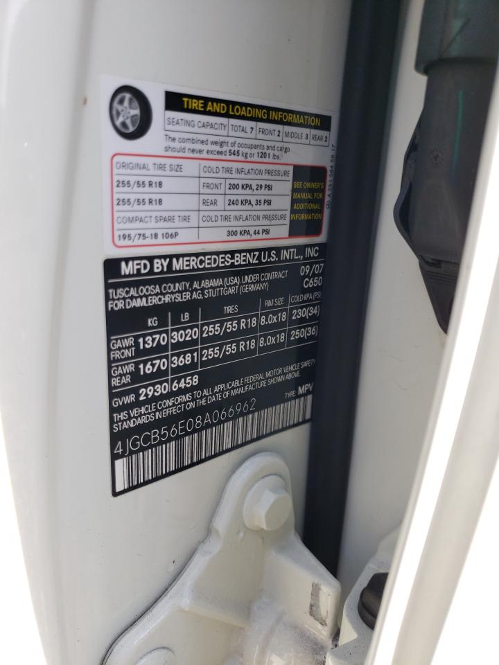 2008 Mercedes-Benz R 350 VIN: 4JGCB56E08A066962 Lot: 84974175