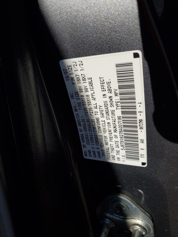 2008 Acura Rdx VIN: 5J8TB18278A007196 Lot: 86446715