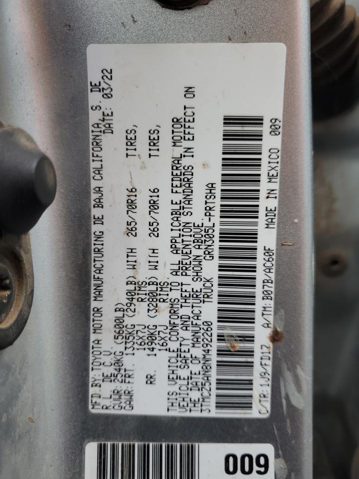 2022 Toyota Tacoma Double Cab VIN: 3TMCZ5AN8NM492260 Lot: 85366045