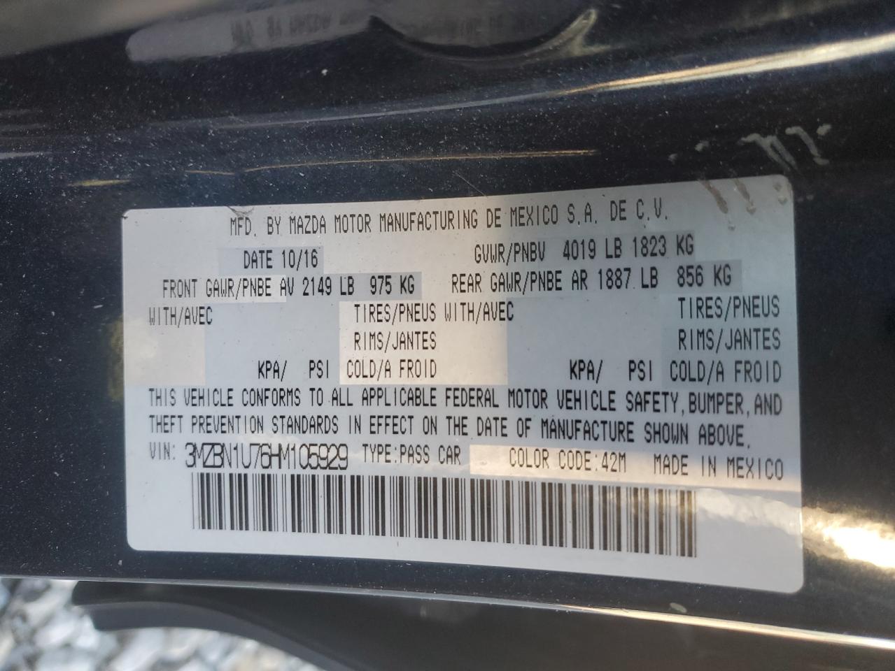 2017 Mazda 3 Sport VIN: 3MZBN1U76HM105929 Lot: 85282315