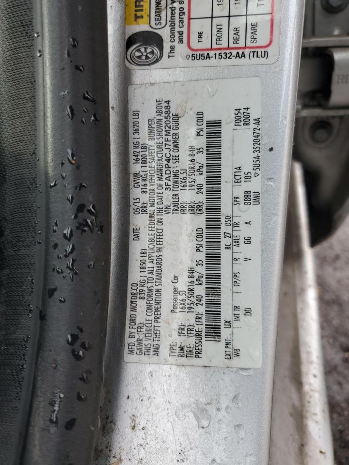 2015 Ford Fiesta Titanium VIN: 3FADP4CJ7FM205884 Lot: 87411515