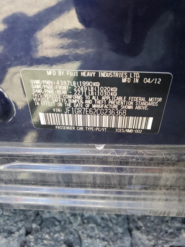 2012 Subaru Impreza Wrx VIN: JF1GR7E62CG236368 Lot: 84928775