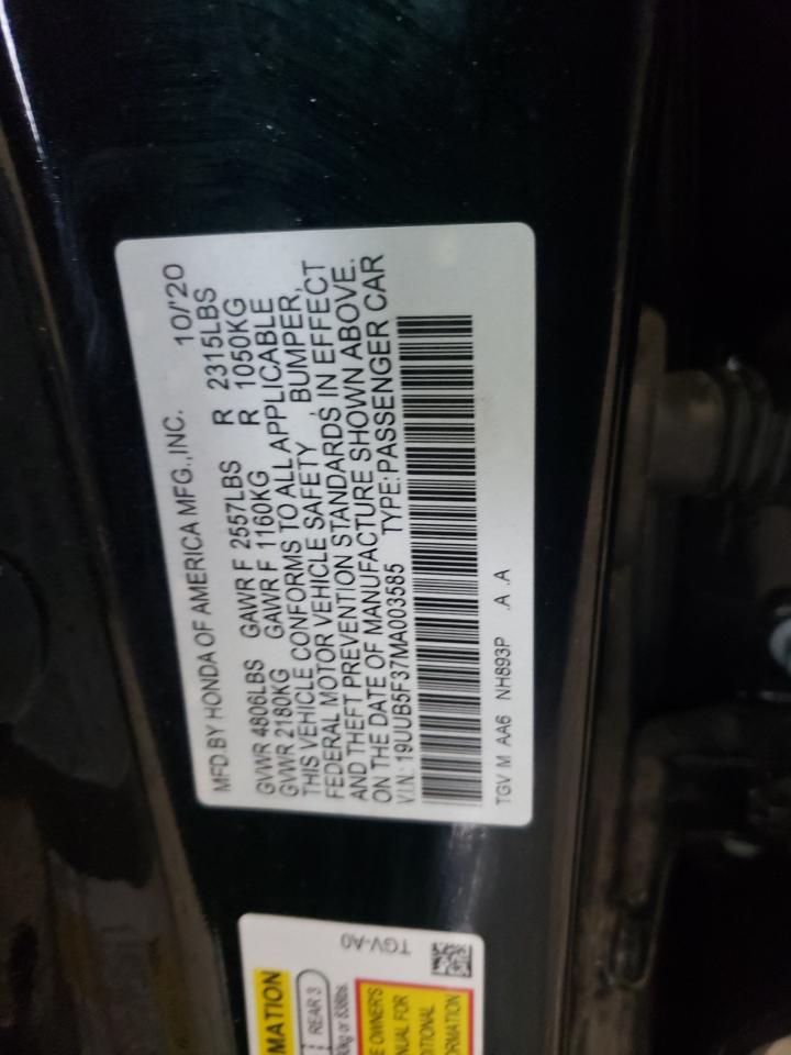 2021 Acura Tlx VIN: 19UUB5F37MA003585 Lot: 90135165