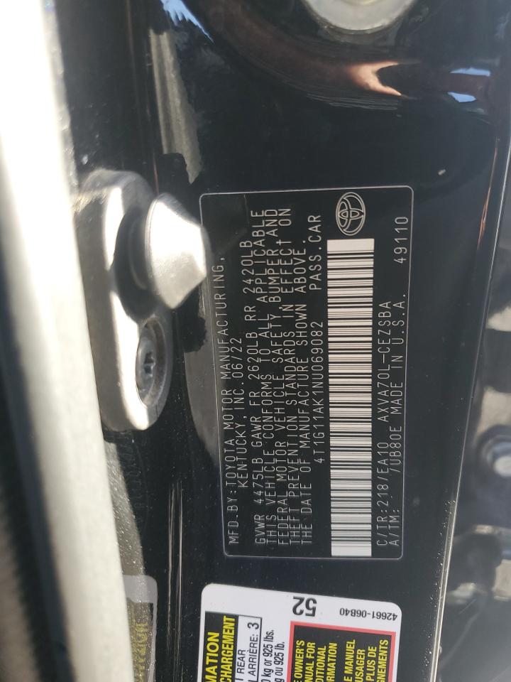 2022 Toyota Camry Se VIN: 4T1G11AK1NU069082 Lot: 85323965