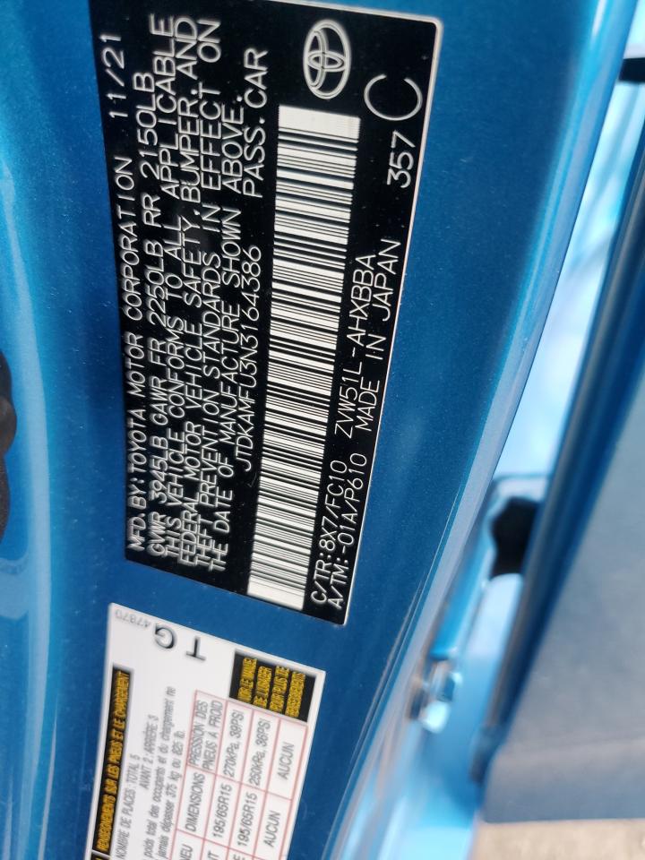 2022 Toyota Prius Night Shade VIN: JTDKAMFU3N3164386 Lot: 89468185