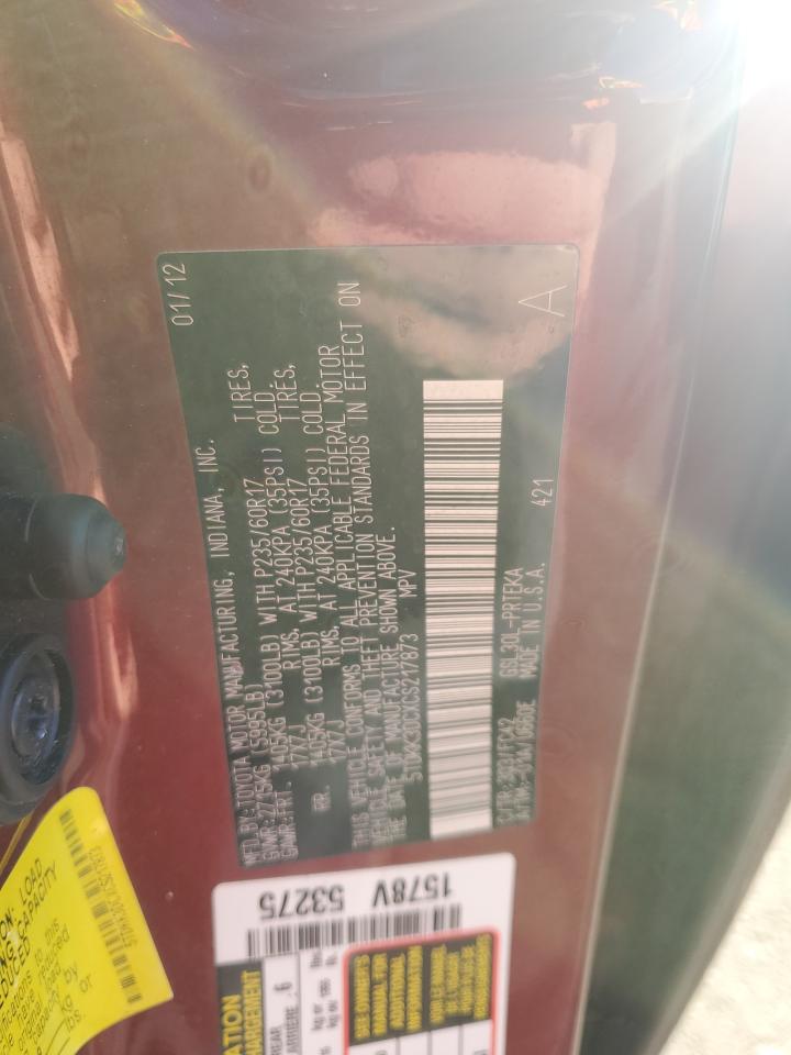 2012 Toyota Sienna Le VIN: 5TDKK3DCXCS217873 Lot: 84035195