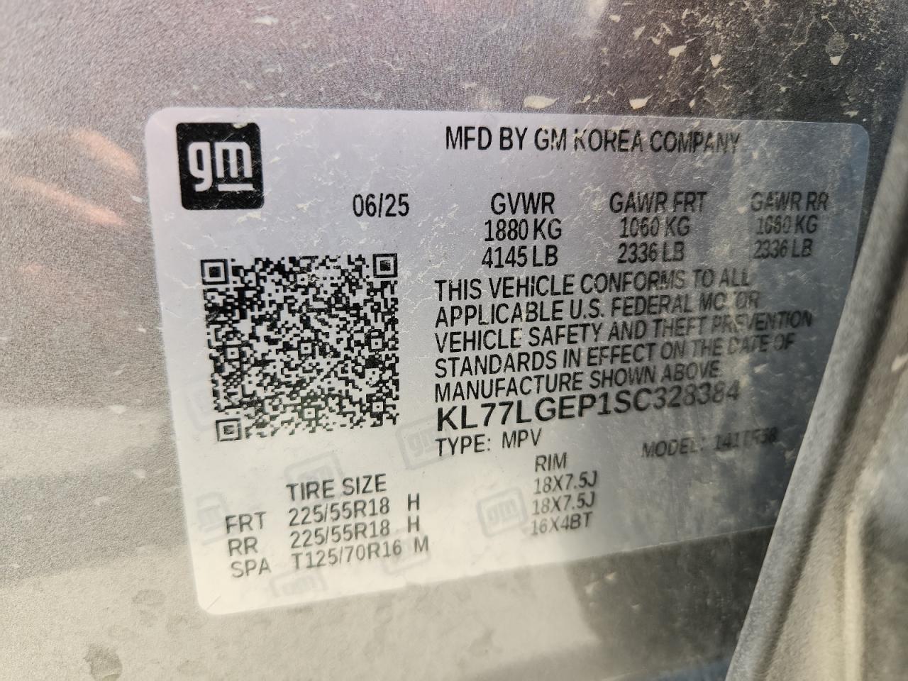 2025 Chevrolet Trax 1Rs VIN: KL77LGEP1SC328384 Lot: 87215335