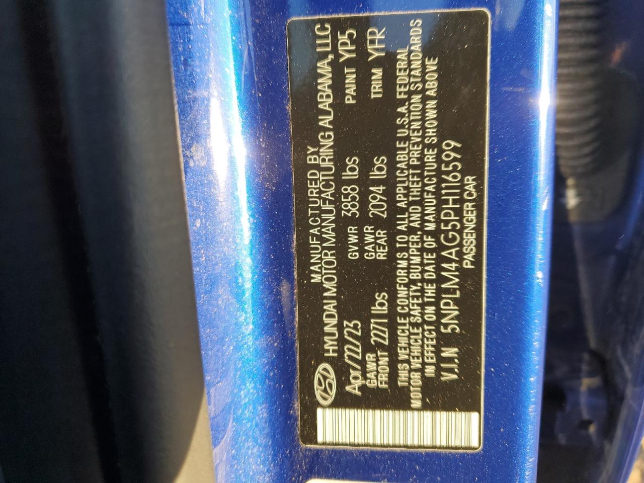 2023 Hyundai Elantra Sel VIN: 5NPLM4AG5PH116599 Lot: 86877785