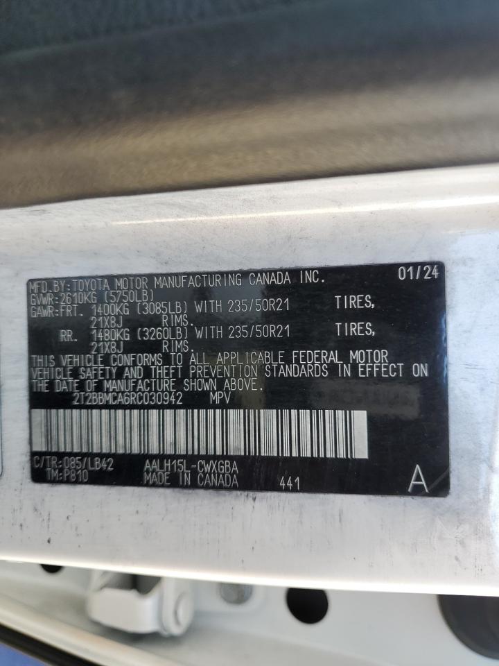 2024 Lexus Rx 350H Base VIN: 2T2BBMCA6RC030942 Lot: 82041405