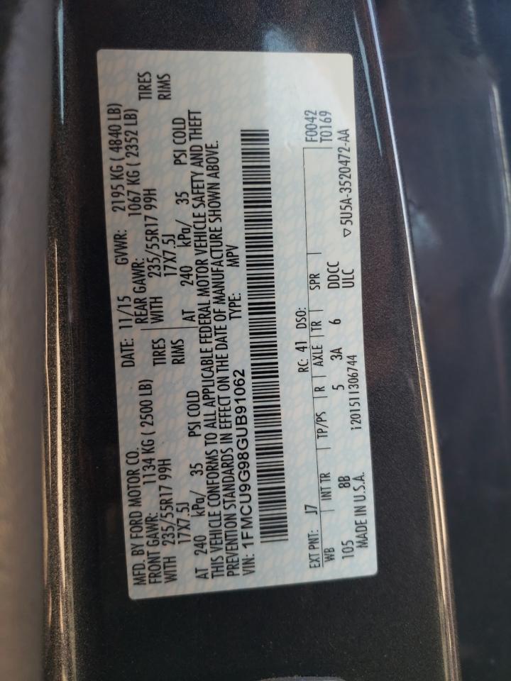 2016 Ford Escape Se VIN: 1FMCU9G98GUB91062 Lot: 81962225