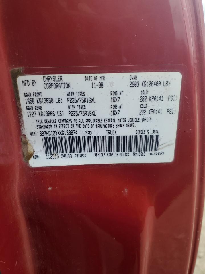 1999 Dodge Ram 1500 VIN: 3B7HC12YXXG133874 Lot: 89924515