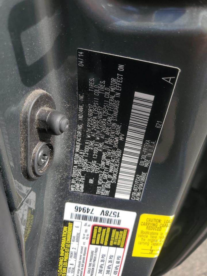 2014 Toyota Sienna Le VIN: 5TDKK3DC3ES479687 Lot: 82269765