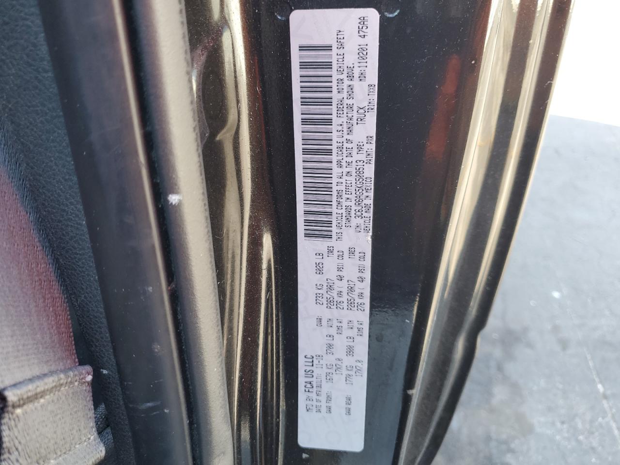 2019 Ram 1500 Classic Tradesman VIN: 3C6JR6AG5KG508513 Lot: 84936965