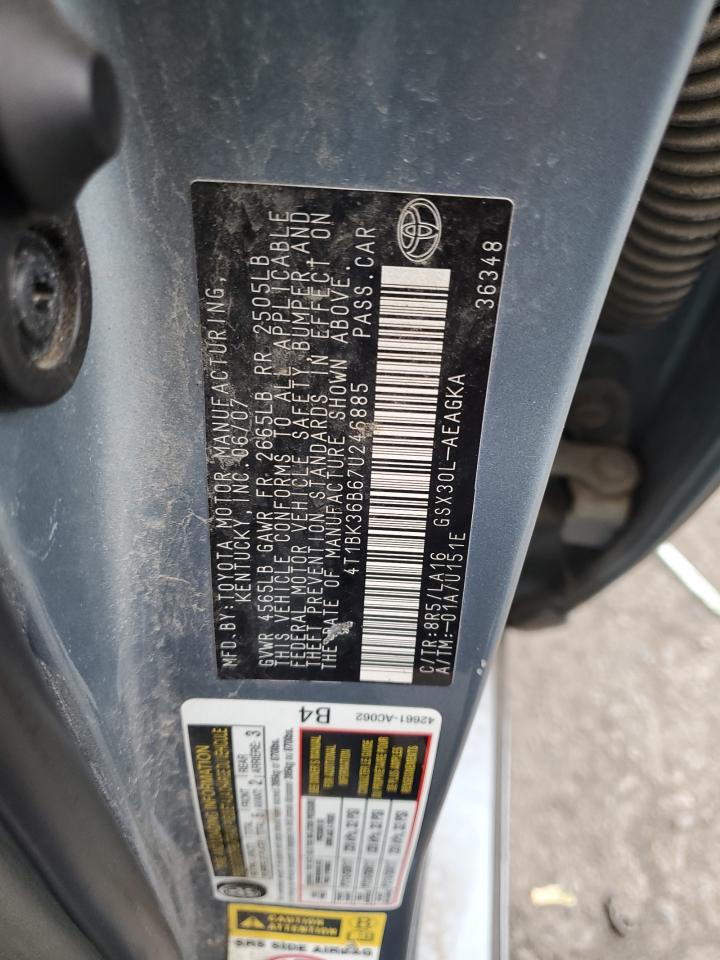 2007 Toyota Avalon Xl VIN: 4T1BK36B67U246885 Lot: 89452305