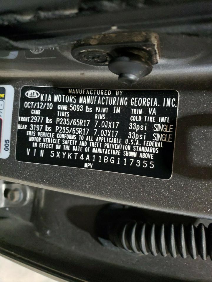 2011 Kia Sorento Base VIN: 5XYKT4A11BG117355 Lot: 85865005