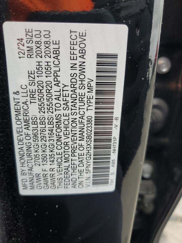 2025 Honda Pilot Sport VIN: 5FNYG2H3XSB023380 Lot: 82209395