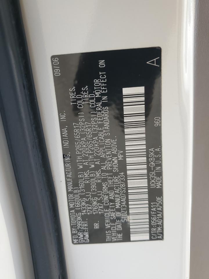 2007 Toyota Sequoia Sr5 VIN: 5TDZT34A07S287334 Lot: 84656875