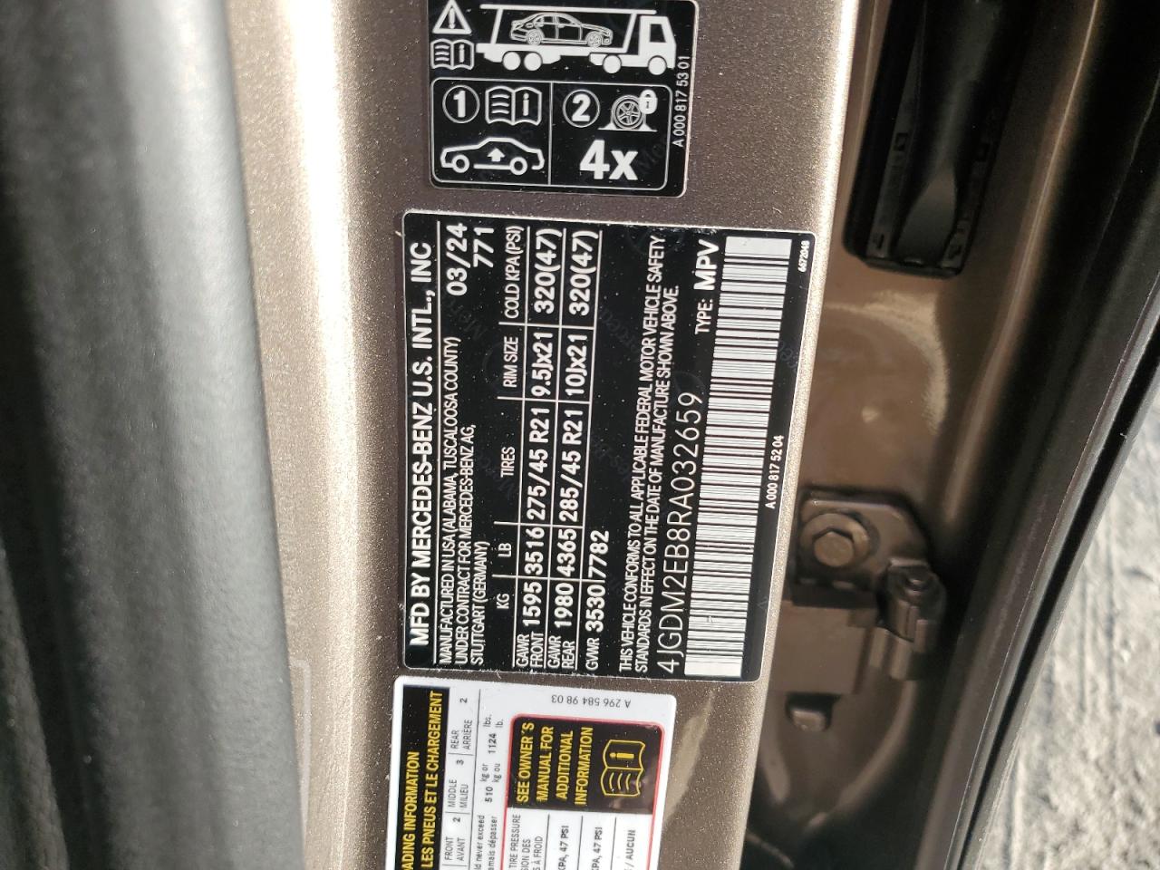 2024 Mercedes-Benz Eqs Suv 450 4Matic VIN: 4JGDM2EB8RA032659 Lot: 82211475