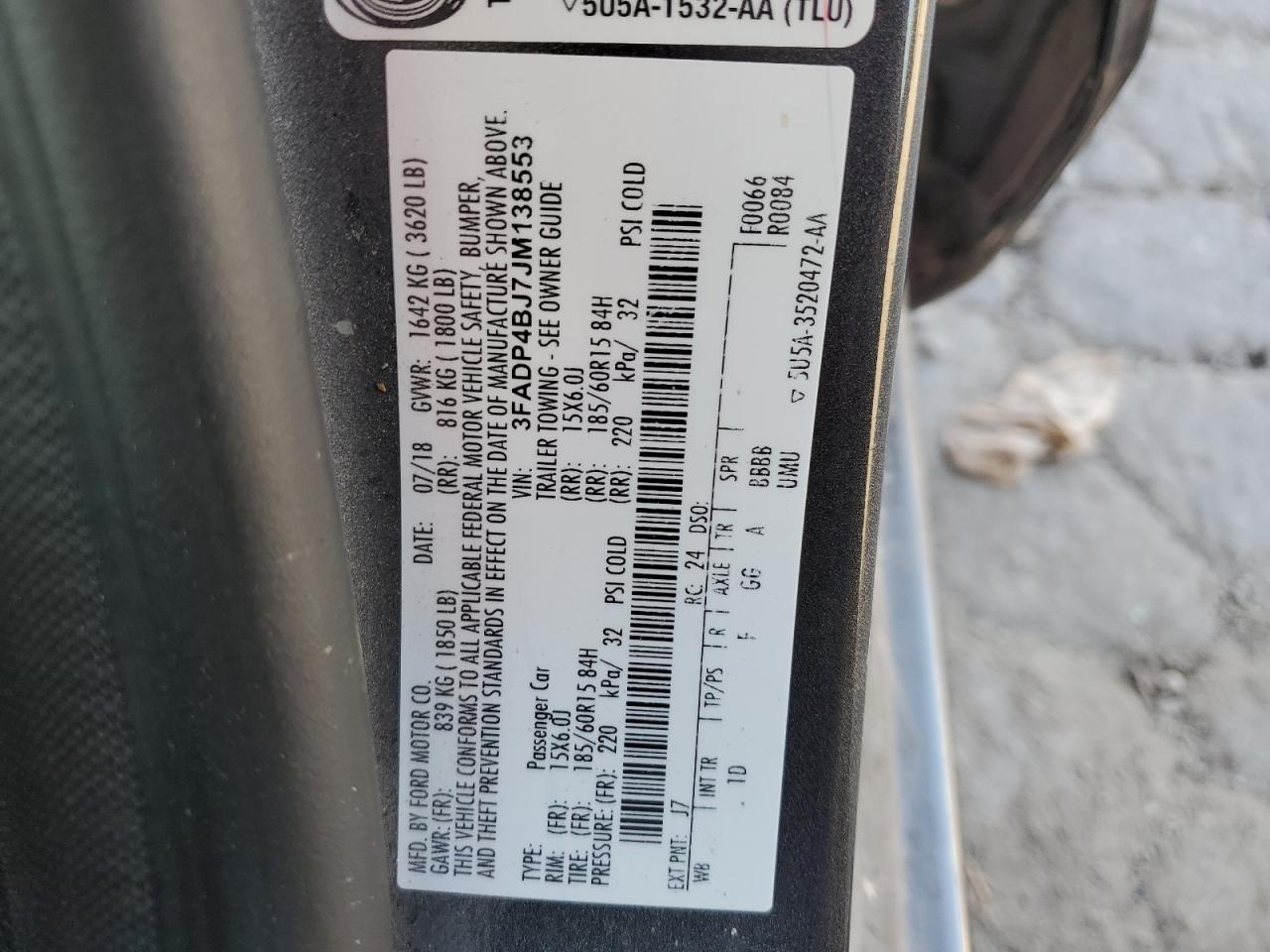 2018 Ford Fiesta Se VIN: 3FADP4BJ7JM138553 Lot: 84818805