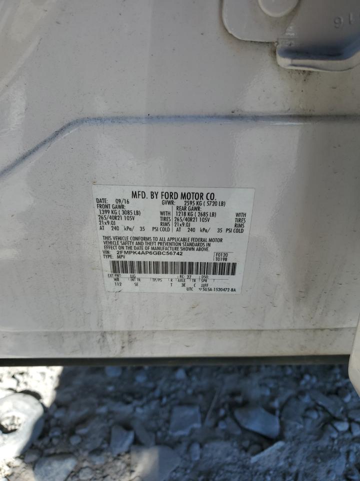 2016 Ford Edge Sport VIN: 2FMPK4AP6GBC56742 Lot: 84655425