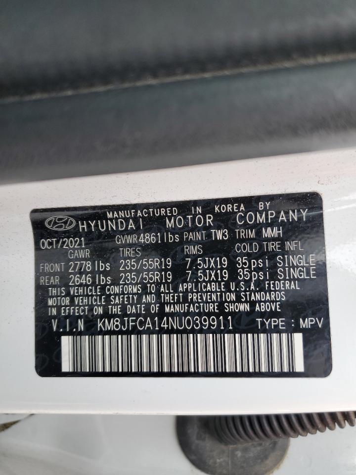 2022 Hyundai Tucson Sel Convenience VIN: KM8JFCA14NU039911 Lot: 85334705