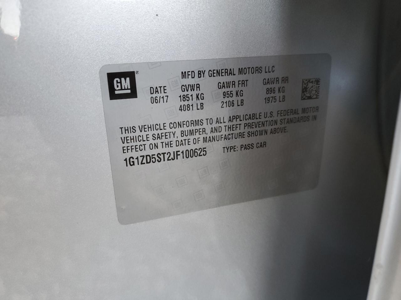 2018 Chevrolet Malibu Lt VIN: 1G1ZD5ST2JF100625 Lot: 82208935