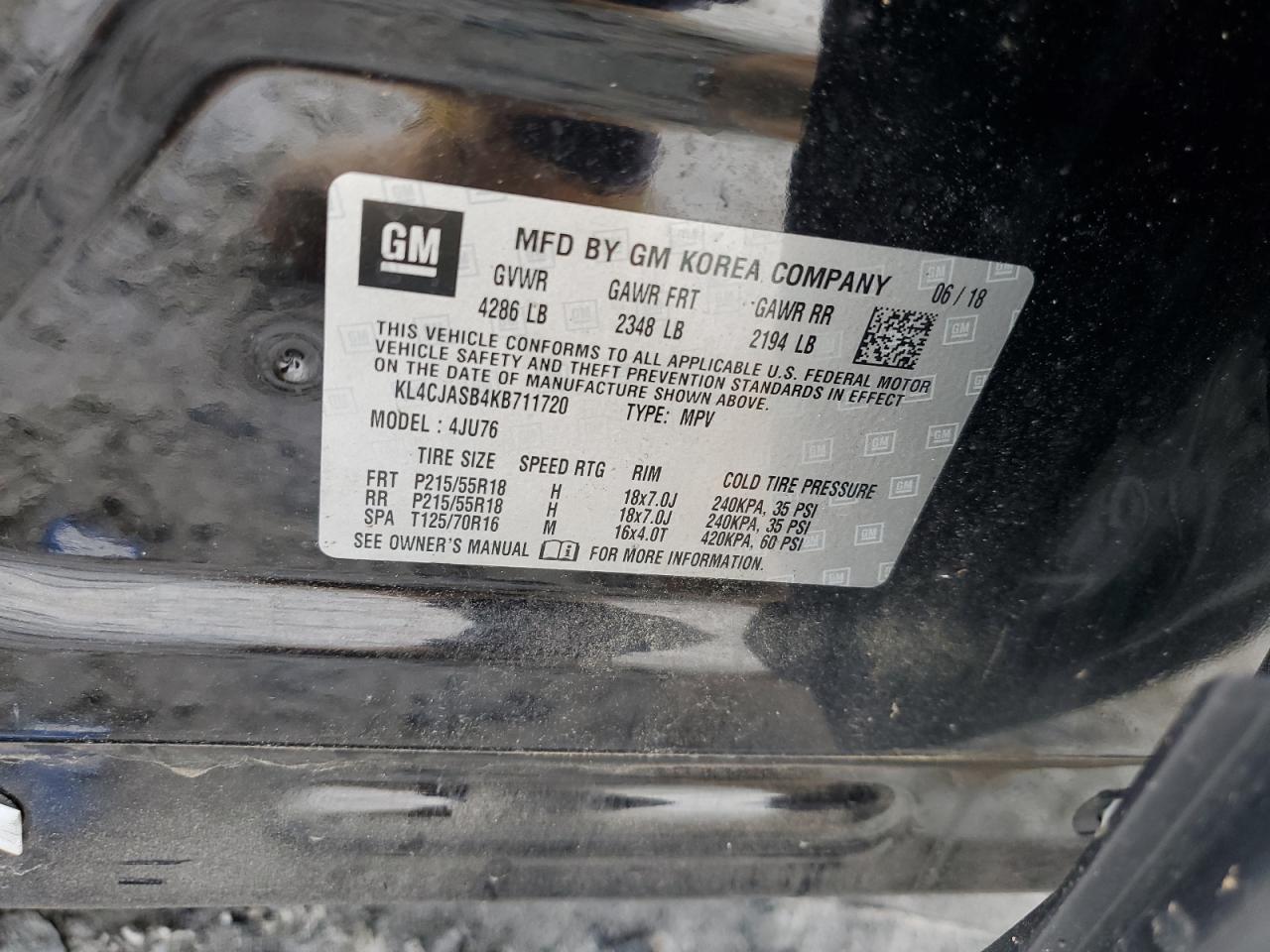 2019 Buick Encore Preferred VIN: KL4CJASB4KB711720 Lot: 82271615