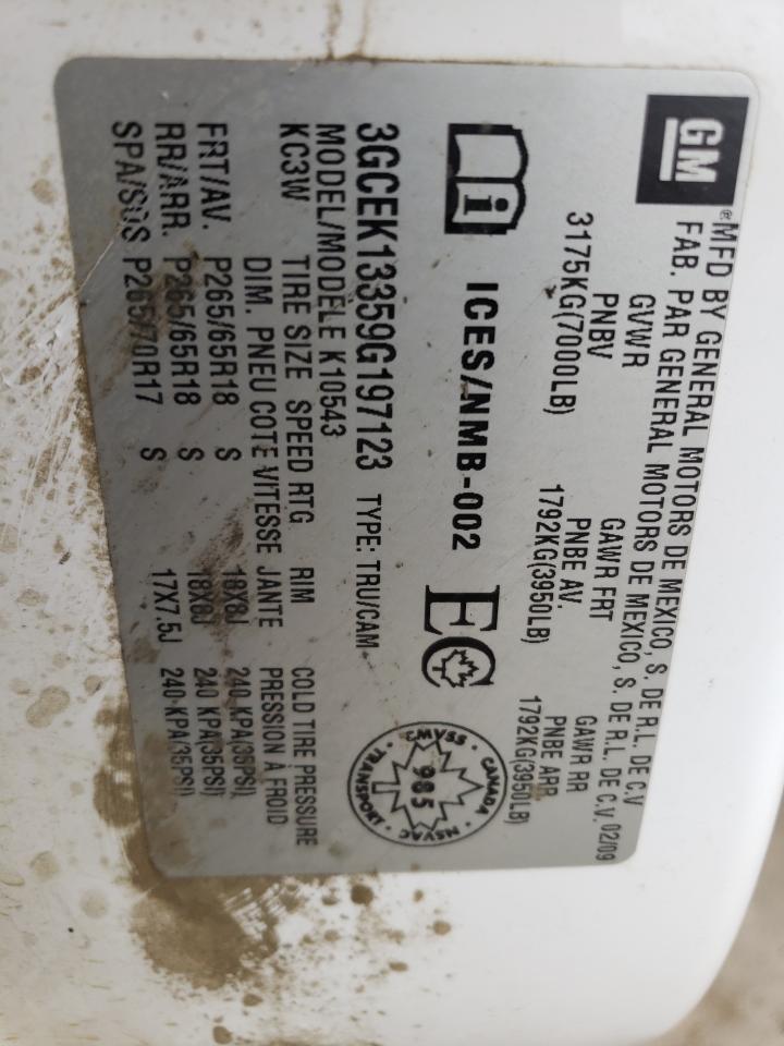 2009 Chevrolet Silverado K1500 VIN: 3GCEK13359G197123 Lot: 85875935