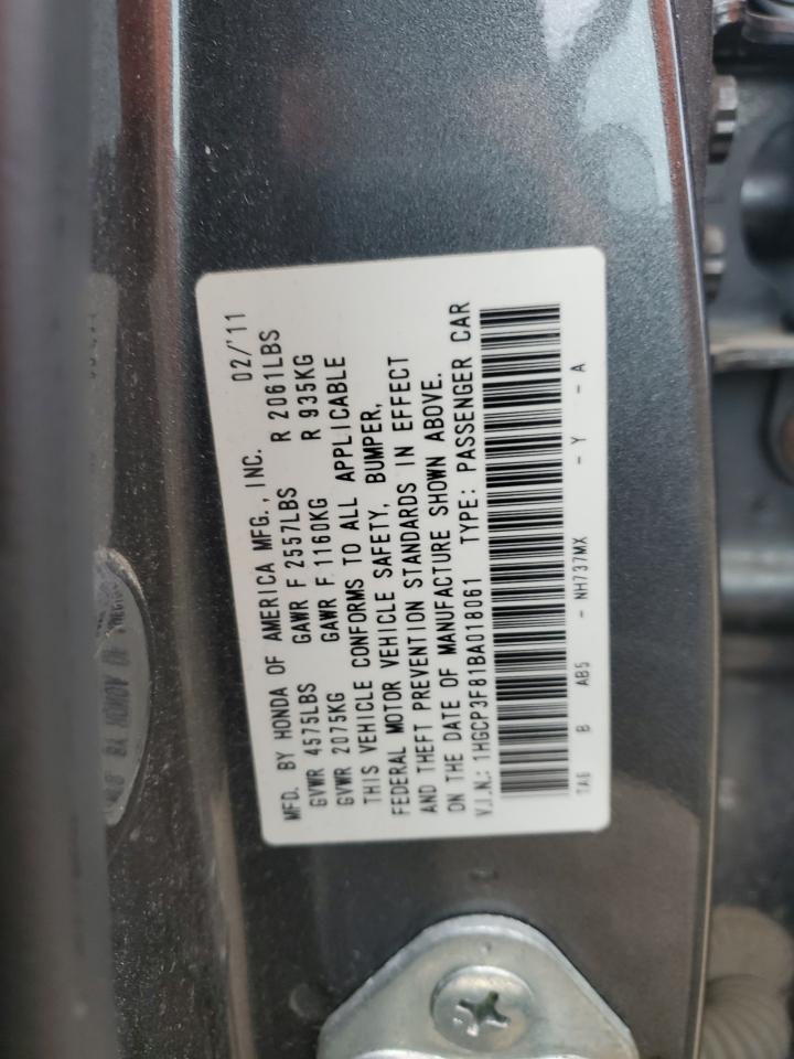 2011 Honda Accord Exl VIN: 1HGCP3F81BA018061 Lot: 86137695