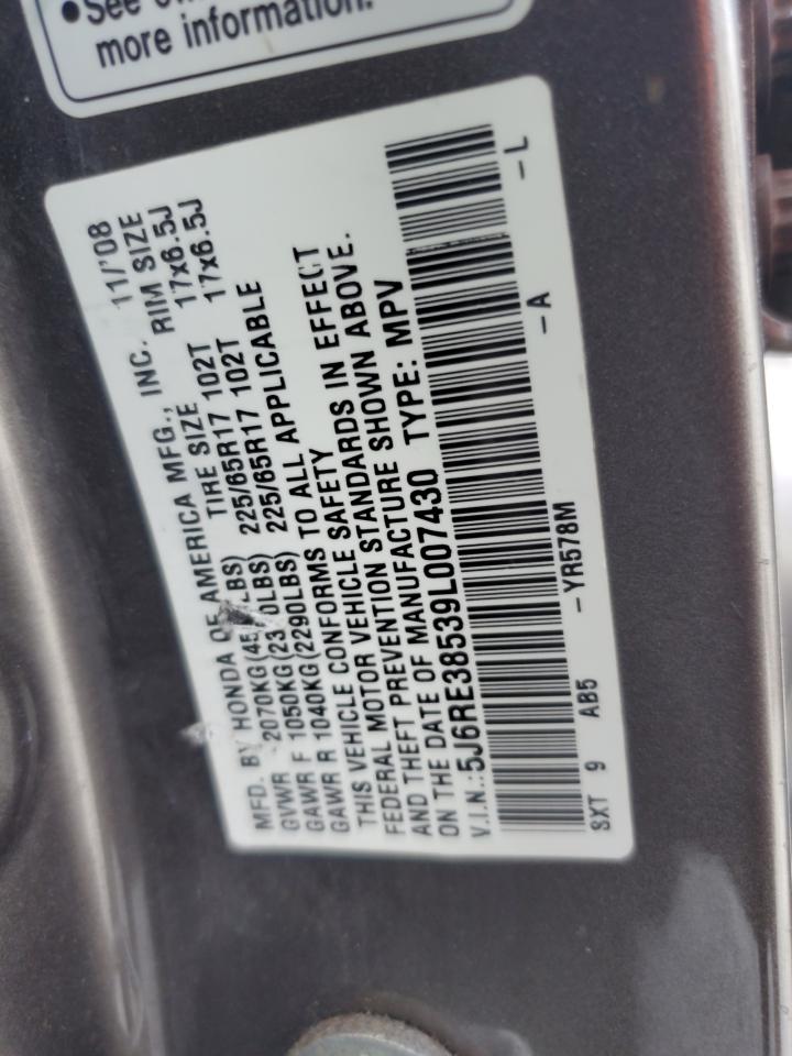 2009 Honda Cr-V Ex VIN: 5J6RE38539L007430 Lot: 85768485
