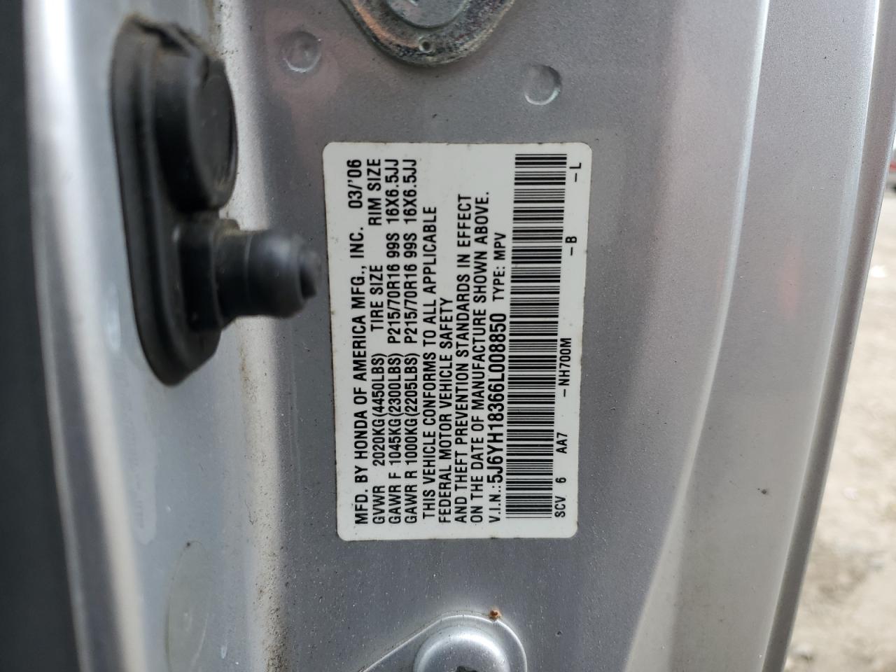 2006 Honda Element Lx VIN: 5J6YH18366L008850 Lot: 90838575